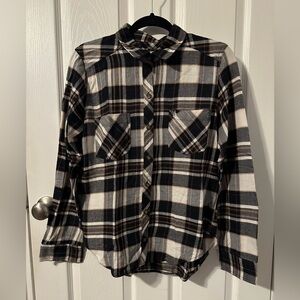 Women’s Abercrombie & Fitch Black White and Orange Flannel Size Large